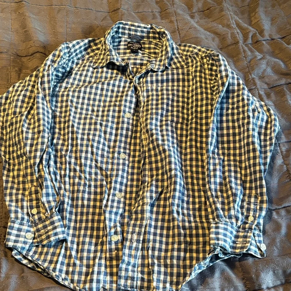 The Children’s Place Blue and White Plaid Shirt